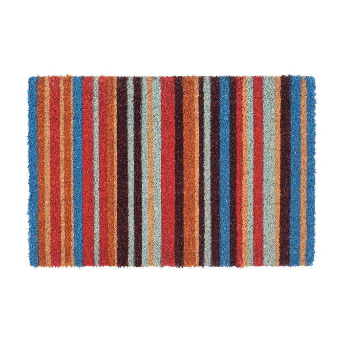 60cm x 40cm Multicoloured Pinstripe Coir Door Mat
