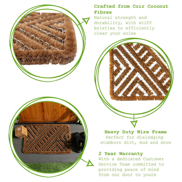 60cm x 40cm Natural Coir Scraper Door Mat