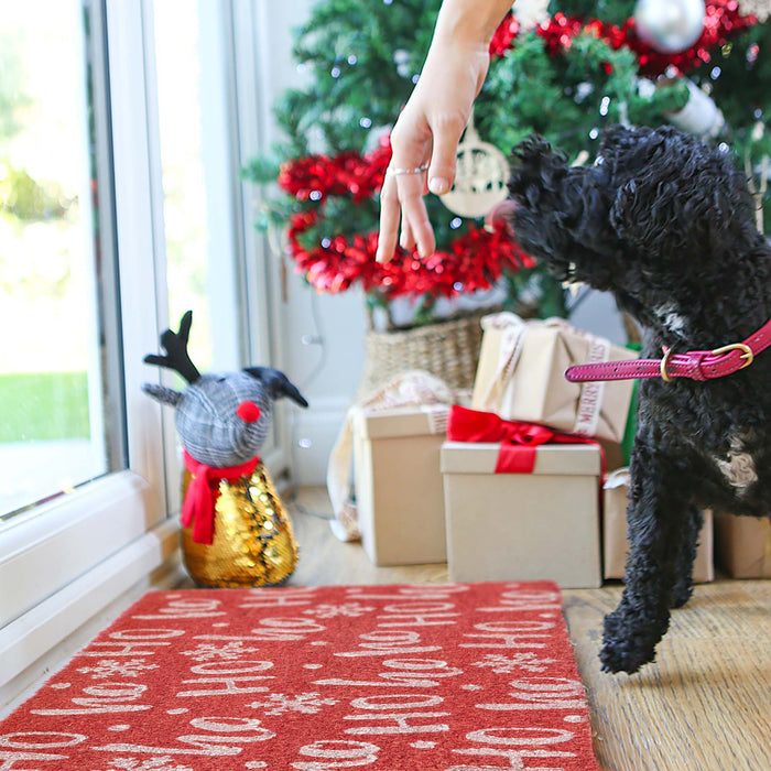 60cm x 40cm Red Ho Ho Ho Coir Door Mat