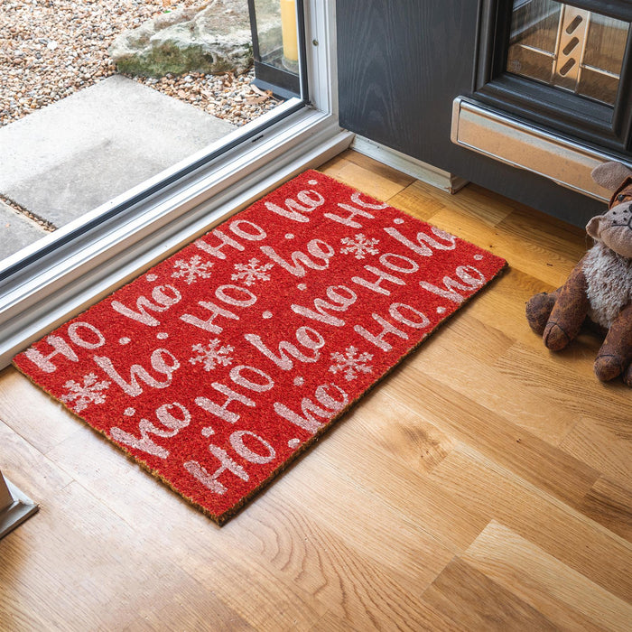 60cm x 40cm Red Ho Ho Ho Coir Door Mat