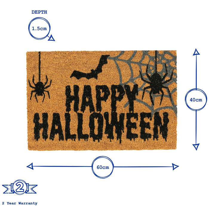 60cm x 40cm Spider Happy Halloween Coir Door Mat