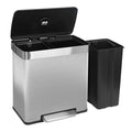 60L Brushed Stainless Steel Double Kitchen Pedal Bin (2 x 30L)