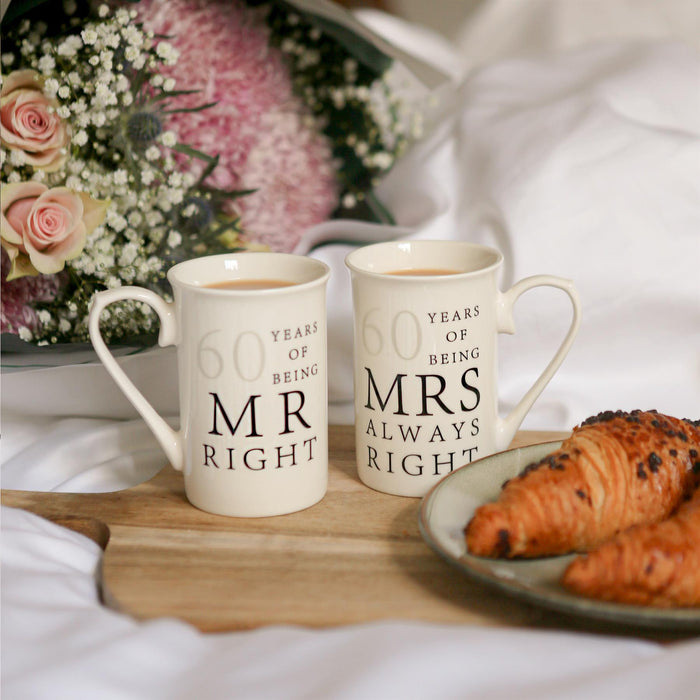 60th Anniversary New Bone China Mug Set - 300ml