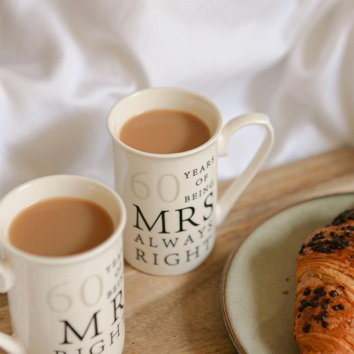 60th Anniversary New Bone China Mug Set - 300ml