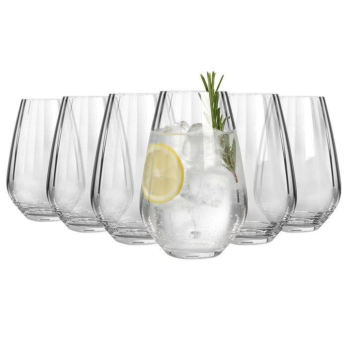 620ml Kensington Optic Crystal Highball Glasses - Pack of 6