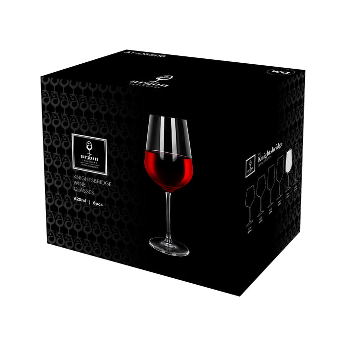 620ml Knightsbridge Crystal Red Wine Glasses - Pack of 6