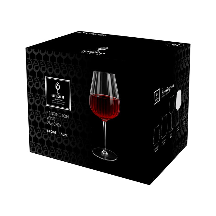 640ml Kensington Optic Crystal Red Wine Glasses - Pack of 6