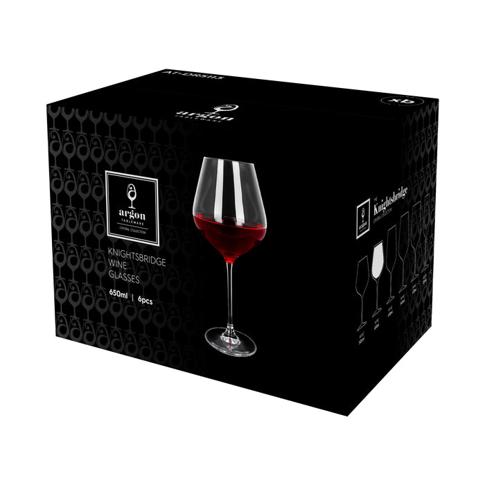 650ml Knightsbridge Crystal Red Wine Glasses - Pack of 6