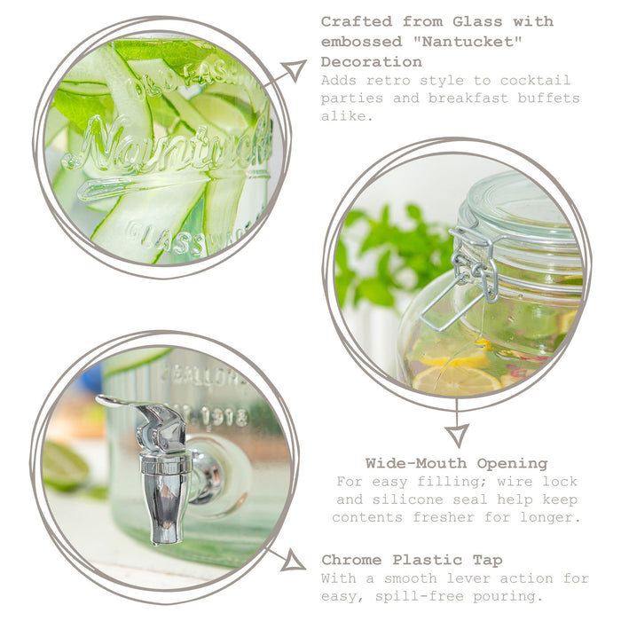 6.5L Glass Drinks Dispenser with Tap & Chrome Stand