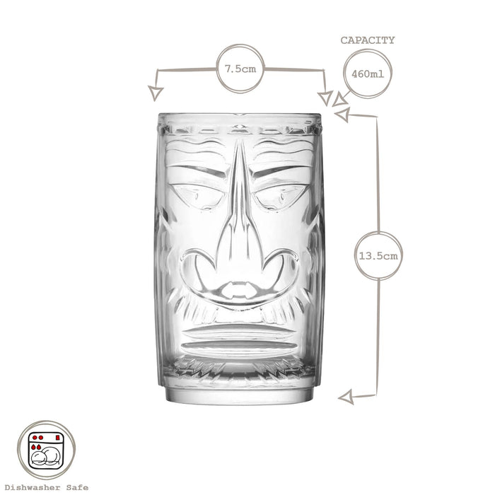 8 Piece Crystal 460ml Tiki Highball Glasses Set