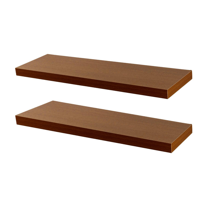 80cm Walnut Modern Floating Shelves - Pack of Two