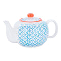 820ml Blue Hand Printed Stoneware Teapot