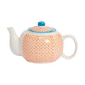 820ml Orange Hand Printed Stoneware Teapot