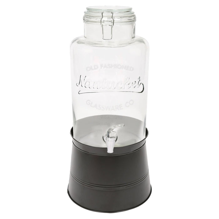 8.7L Glass Drinks Dispenser with Tap & Black Bucket Stand