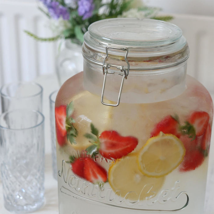 8.7L Glass Drinks Dispenser with Tap & Black Bucket Stand