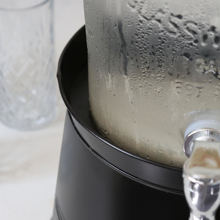 8.7L Glass Drinks Dispenser with Tap & Black Bucket Stand