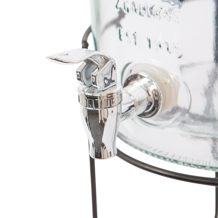 8.7L Glass Drinks Dispenser with Tap & Black Bucket Stand