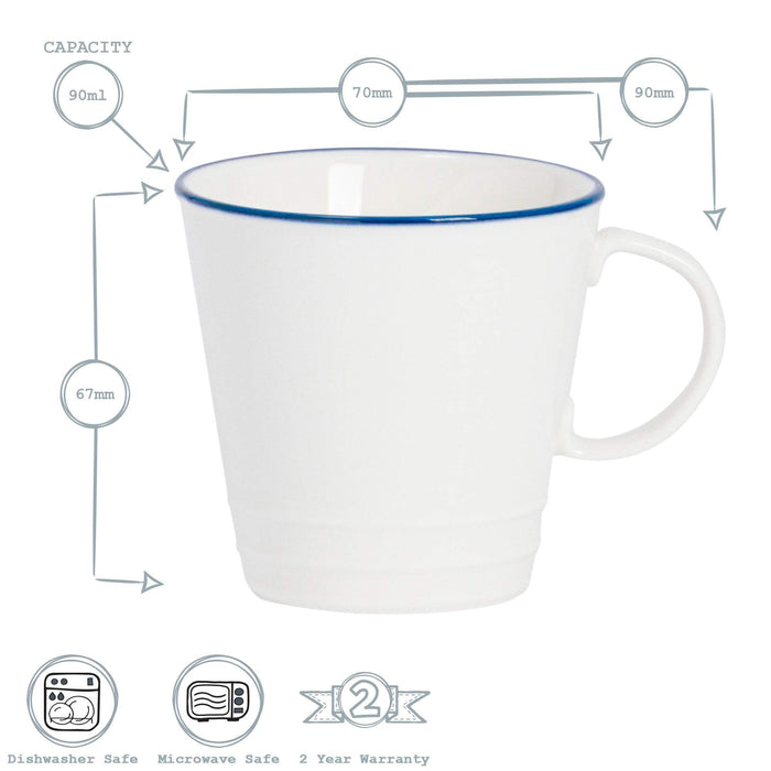 90ml Farmhouse White Porcelain Espresso Cups - Pack of Six