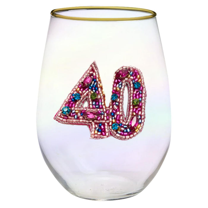 BEADED 40 STEMLESS WINE GLASS