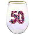 BEADED 50 STEMLESS WINE GLASS