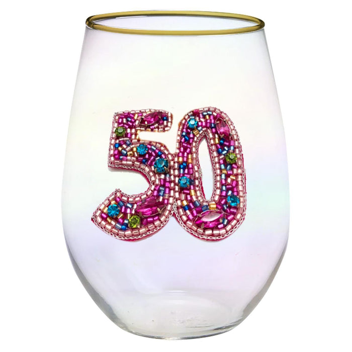 BEADED 50 STEMLESS WINE GLASS