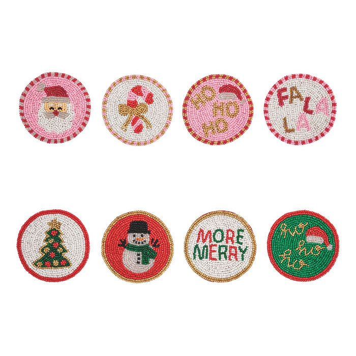 BEADED HOLIDAY COASTERS, SET OF 4