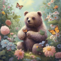 Bear And Butterflies In The Garden