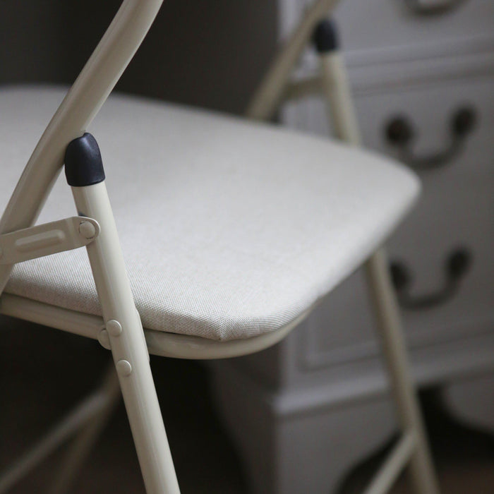 Beige Fabric Padded Folding Chair