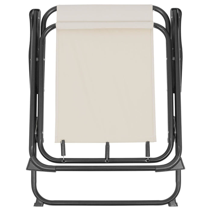 Beige Folding Metal Beach Chair