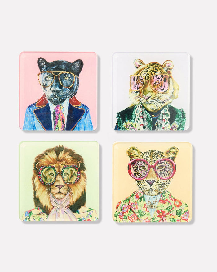 BIG CATS COASTERS, SET of 4