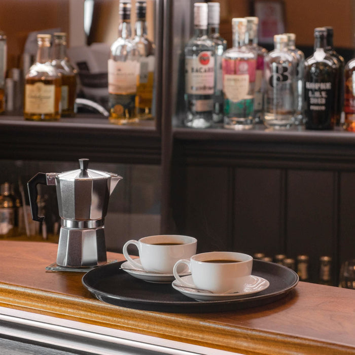 Black 35.5cm Round Non-Slip Serving Tray