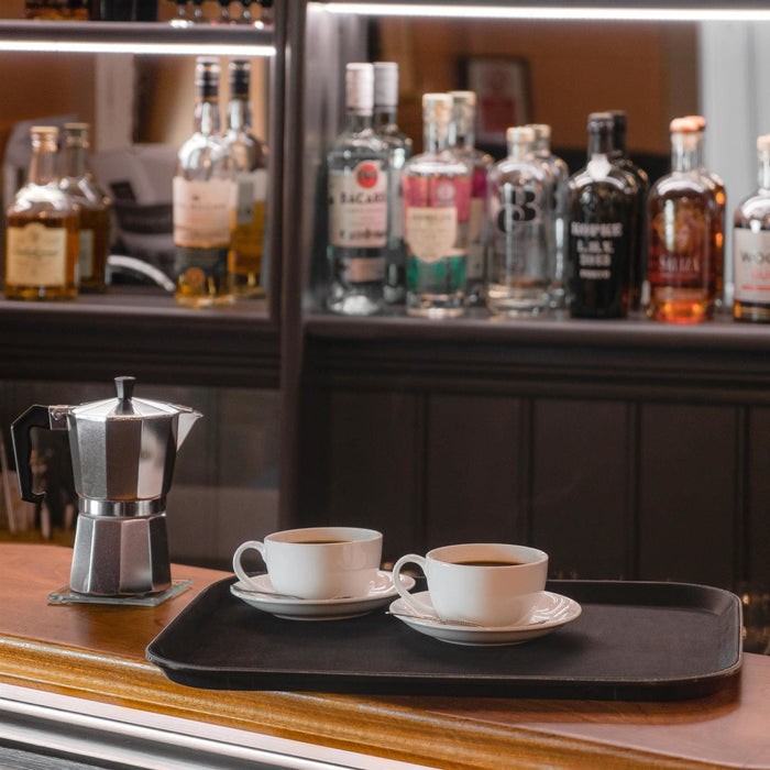 Black 35.5cm x 25cm Rectangle Non-Slip Serving Tray