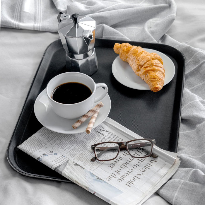 Black 51cm x 38cm Rectangle Non-Slip Serving Tray