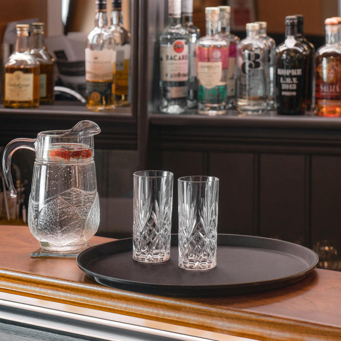 Black 79cm x 66cm Oval Non-Slip Serving Tray