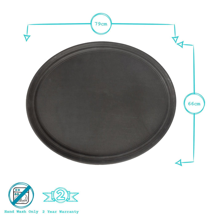 Black 79cm x 66cm Oval Non-Slip Serving Tray