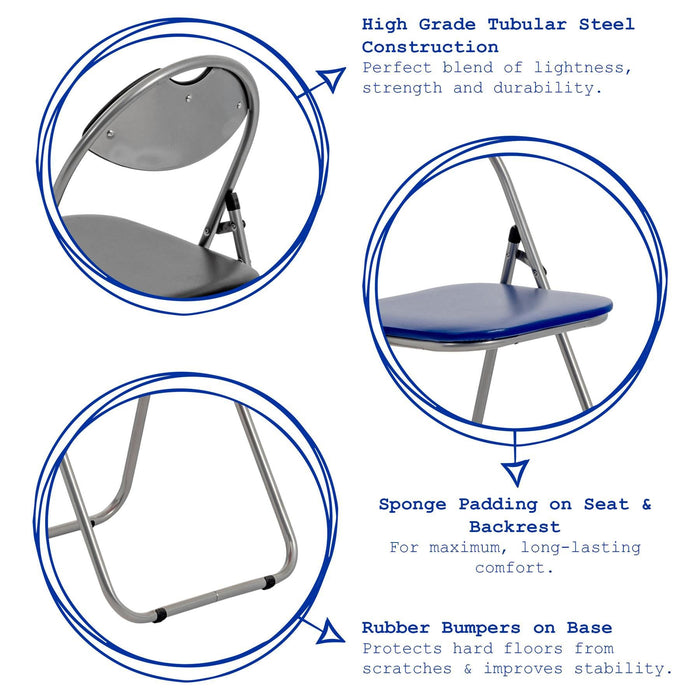 Black Curved Black Framed Padded Folding Chair - Pack of Six