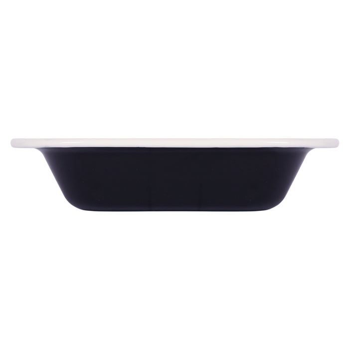 Black Enamel Pie Dish - 18 x 13.5cm - White