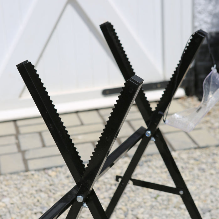 Black Folding Iron Log Saw Horse