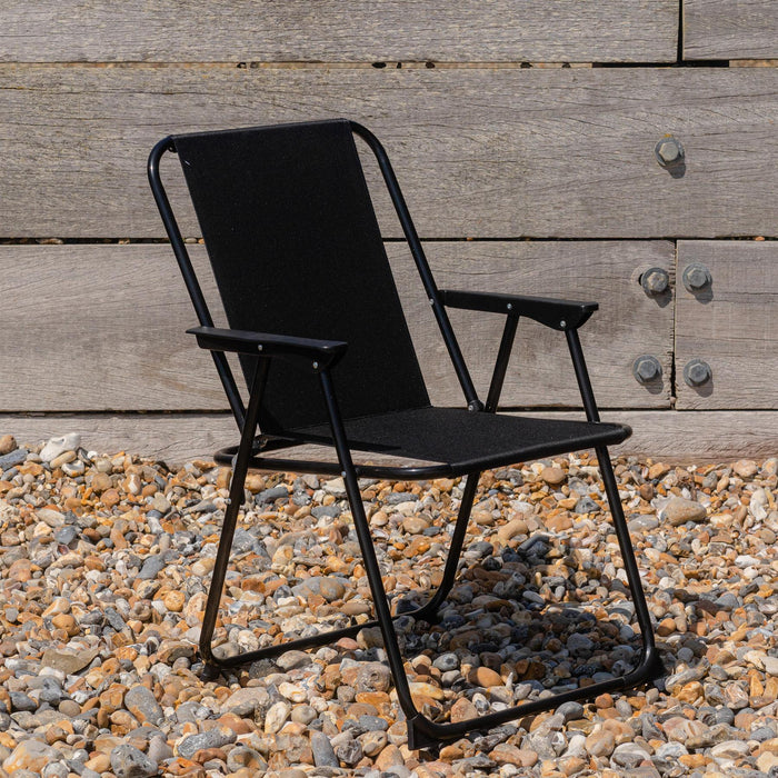 Black Folding Metal Beach Chairs - Pack of Two