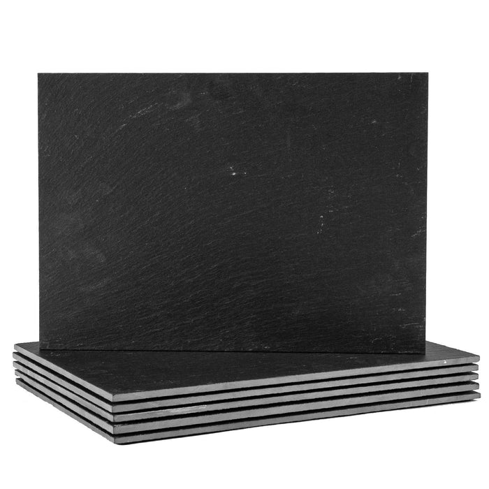Black Rectangle Linea Slate Placemats - Pack of Six