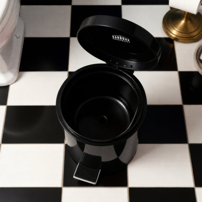 Black Round Stainless Steel Toilet Brush & Bin Set