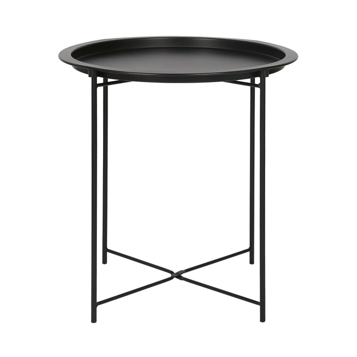 Black Round Steel Tray Table