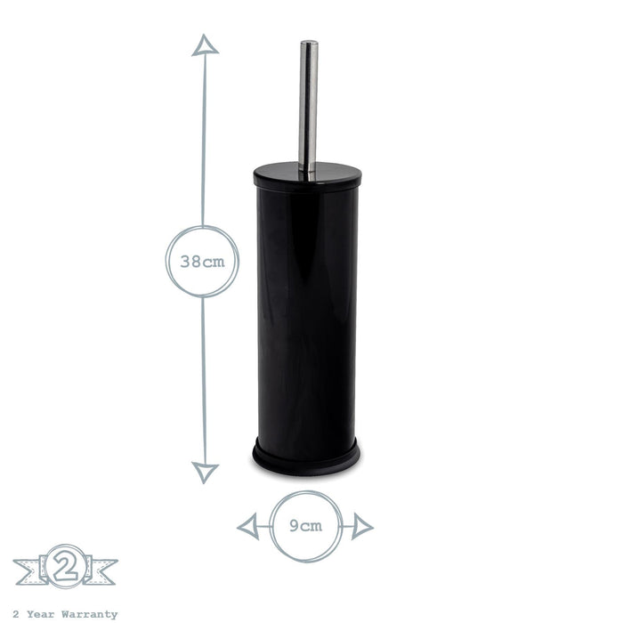 Black Round Toilet Brush & Square Bin Set
