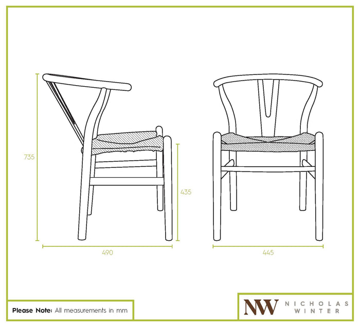 Black Wooden Wishbone Dining Chair with Beige Weave