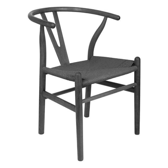 Black Wooden Wishbone Dining Chair with Black Weave