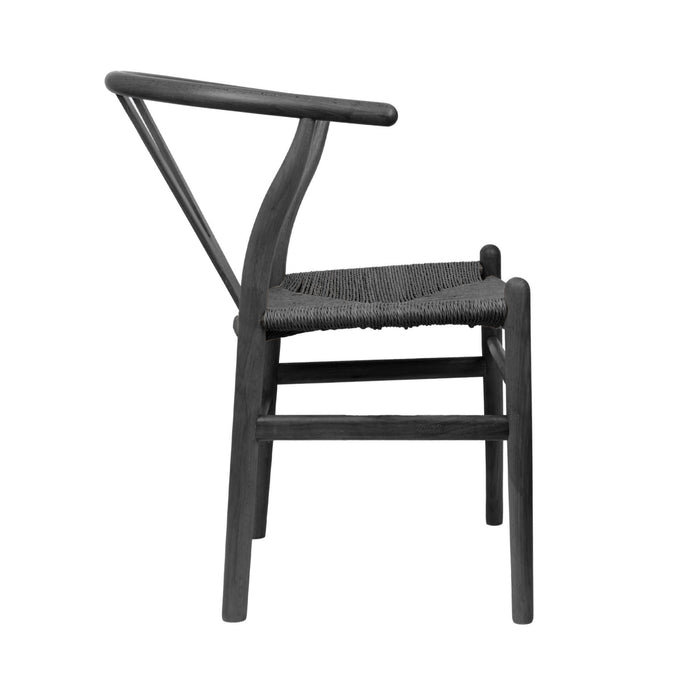 Black Wooden Wishbone Dining Chair with Black Weave