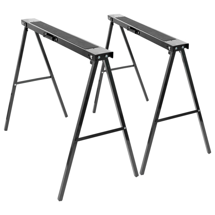 Black/Black Folding Iron Saw Horses - Pack of 2 - By Harbour Housewares