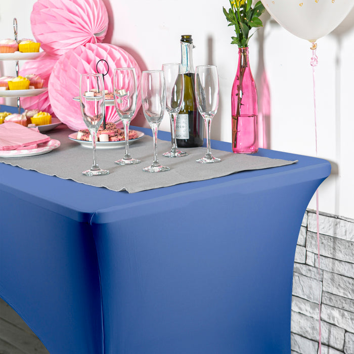 Blue 6ft (180cm) Rectangular Spandex Fitted Tablecloth
