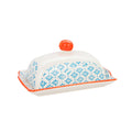 Blue Floral Hand Printed Stoneware Butter Dish