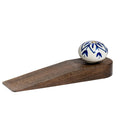 Blue Flower Traditional Wooden Wedge Door Stop